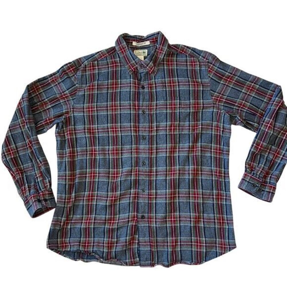 L.L.Bean Men's Traditional Fit Flannel Scotch Plaid Button Down Shirt Size Large